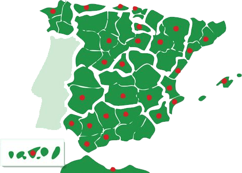 Mapa de actuación de Ambitega Plagas en España